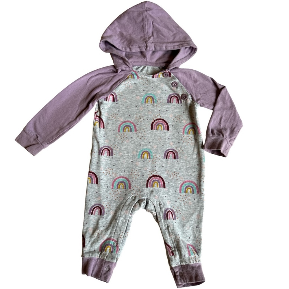 Robeez Purple and Gray Rainbow One Piece with Hood Baby size 3-6M